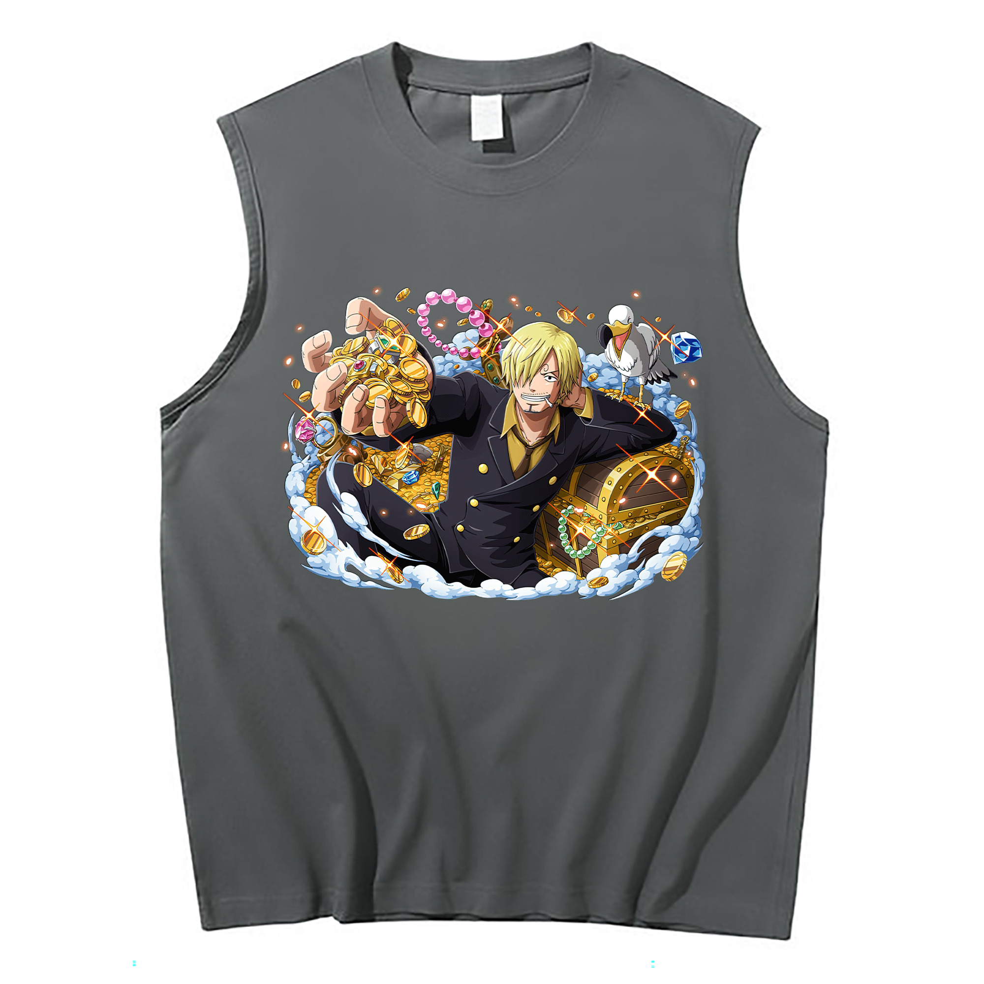 （画像用） ワンピース サンジ ONE PIECE Sanji コットン100％タンクトップ（フロントプリント）